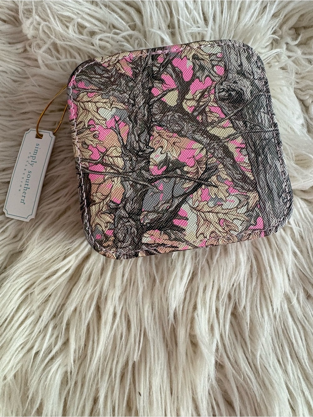 New Simply Southern Camo Jewelry Box Travel Case Gift Compact Pink Camouflage - Picture 7 of 7